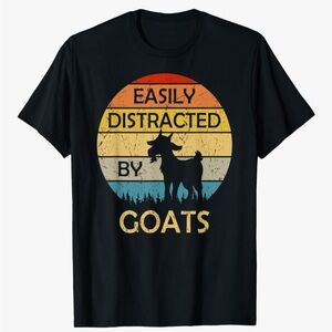 “Easily Distracted By Goats” Retro Vintage Funny Goat Lover T-Shirt Top 3XL NWT